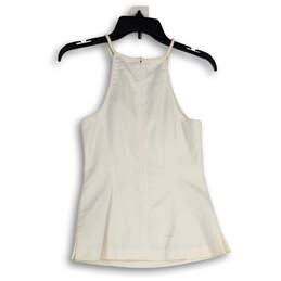 NWT Womens White Eyelet Round Neck Back Zip Side Slit Tank Top Size 0 alternative image