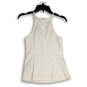 NWT Womens White Eyelet Round Neck Back Zip Side Slit Tank Top Size 0 image number 2