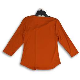 NWT Adrienne Vittadini Womens Orange Asymmetrical Neck Blouse Top Size Small alternative image
