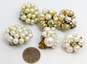 Vintage Japan Goldtone Faux Pearls & Crystals Cluster Clip On Earrings Variety image number 6