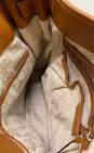 Michael Kors Hamilton Red Striped Padlock Canvas Leather Shoulder Tote Bag image number 5