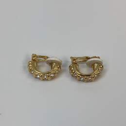Designer Swarovski Gold-Tone Clear Rhinestone Fashionable Hoop Earrings alternative image