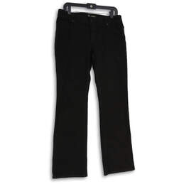 Womens Black Denim Dark Wash 5-Pocket Design Bootcut Leg Jeans Size 10
