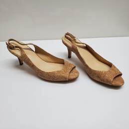 Cole Haan Air Talia Pump Women's Cork Peep Toe Slingback Heel Shoes 8B