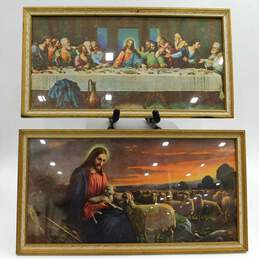 Pair Of Vintage Framed Religious Art Prints Home Decor Christianity Last Supper
