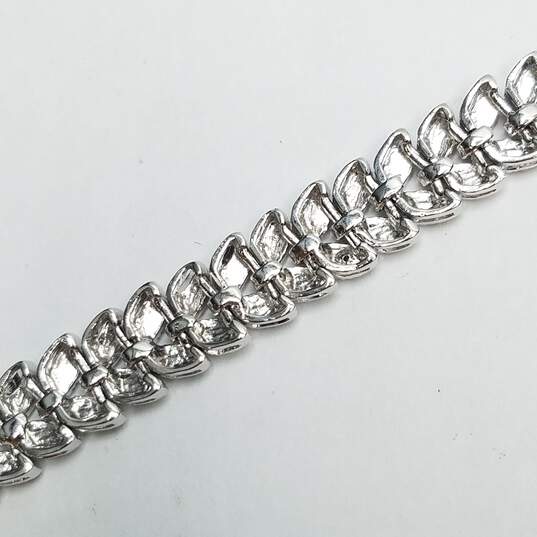 FAS Sterling Silver Melee Diamond Leaf Shaped High Polished Link 7in Bracelet 18.3g image number 5
