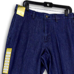 NWT Mens Blue Premium Stretch Denim Pockets Wide Leg Jeans Size 32x30 alternative image