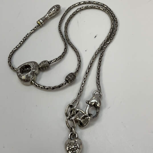Designer Brighton Silver-Tone Shiny Heart Beaded Adjustable Chain Necklace image number 4