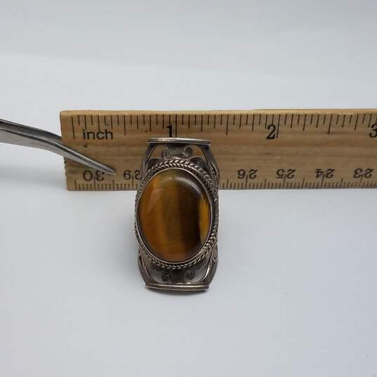 Sterling Silver Tiger Eye Open Work Sz 6 3/4 Ring 12.7g image number 6