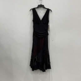 NWT Womens Black Sleeveless Back Zip Lace Ruffle Fit & Flare Dress Size 12