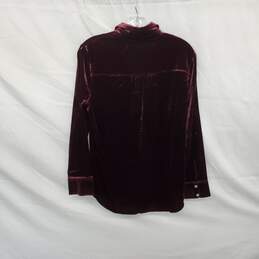 Faherty Burgundy Velour Button Up Top WM Size S NWOT alternative image