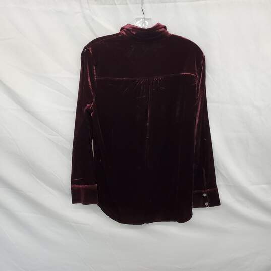 Faherty Burgundy Velour Button Up Top WM Size S NWOT image number 2