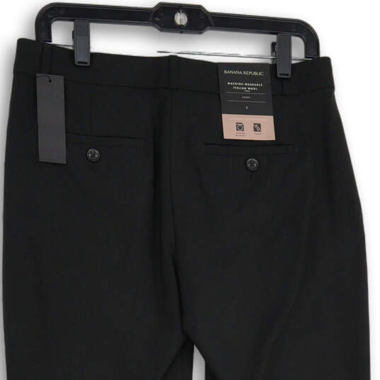 NWT Womens Black Wool Flat Front Slash Pocket Straight Leg Dress Pants Size 4 image number 4