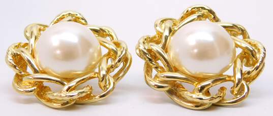 Vintage Givenchy Faux Pearl Rope Detail Pierced Earrings 24.1g image number 4