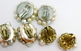 Vintage Japan Goldtone Faux Pearls & Crystals Cluster Clip On Earrings Variety alternative image