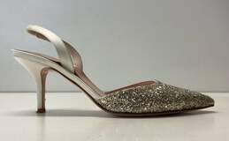 Kate Spade Glitter Tipped Slingback Heels Silver 8