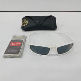 White Ray-Ban Sunglasses w/ Black Leather Case
