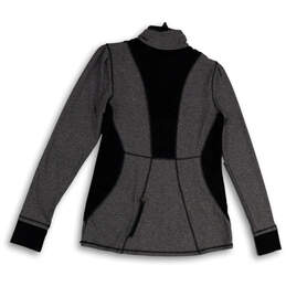Womens Gray Heather Mock Neck Quarter Zip Long Sleeve Pullover Jacket Sz M alternative image