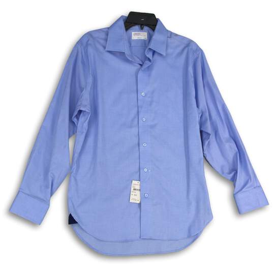 NWT Lorenzo Uomo Mens Blue Long Sleeve Spread Collar Dress Shirt Sz 16 (32/33) image number 1