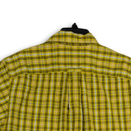 Mens Yellow Plaid Relaxed Fit Short Sleeve Collared Button Up Shirt Size M