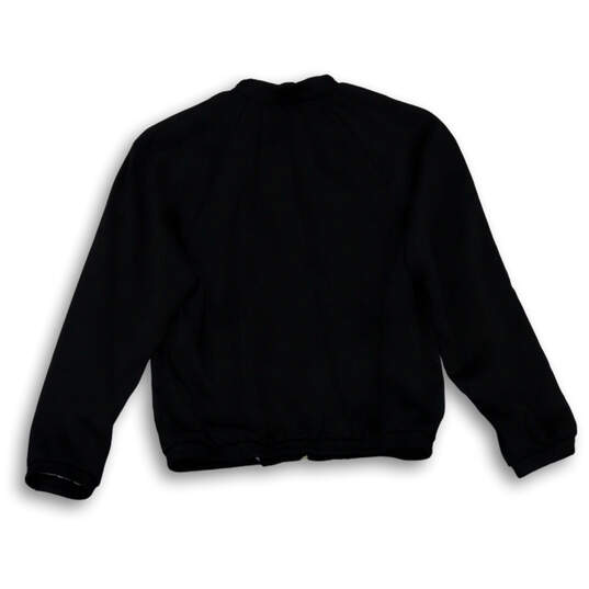 Womens Black Long Sleeve Front Pockets Casual Cropped Full-Zip Jacket Sz 4 image number 2