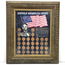 Vintage Framed Lincoln Memorial Coin Collection 32 Pieces 1958 to 1972 alternative image