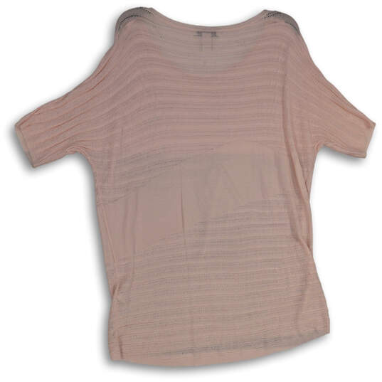 Womens Pink Round Neck Short Sleeve Pullover Blouse Top Size Small image number 2