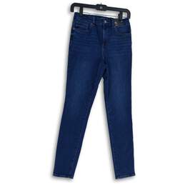 NWT Express Womens Blue Denim Medium Wash High Rise Skinny Jeans Sz S Reg 0/2/4