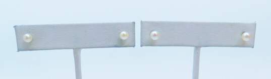 14K Yellow Gold Pearl Stud Earrings 1.1g image number 1