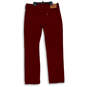 Mens Red Denim Dark Wash Pockets Stretch Straight Leg Jeans Size 34x32 image number 2