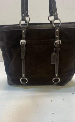 COACH F12835 Chocolate Brown Suede Shoulder Tote Bag