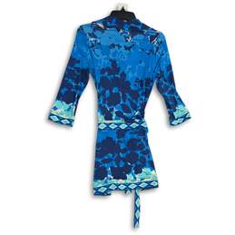 NWT BCBGMAXAZRIA Womens Blue Floral Long Sleeve Tie Waist Sheath Dress Size XS alternative image