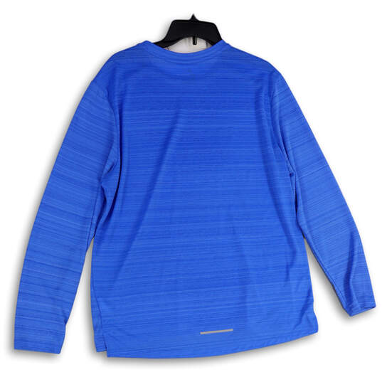 Mens Blue Dri-Fit Crew Neck Long Sleeve Activewear Pullover T-Shirt Size XL image number 2