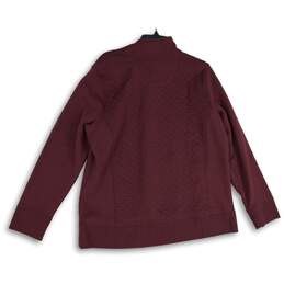 NWT L.L. Bean Womens Maroon Quarter-Zip Long Sleeve Pullover Sweatshirts Size 1X alternative image