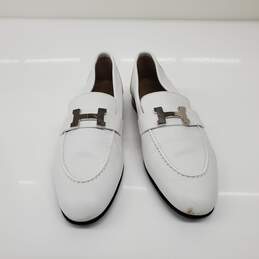 Hermès Women's White Leather Loafers Size 36.5 EU (6 US) AUTHENTICATED
