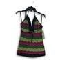 NWT DKNY Jeans Womens Multicolor Chevron Halter Neck Sleeveless Blouse Top Sz L image number 1