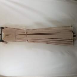 Mori Lee Women Sand Sleeveless Strapless Bridesmaid Formal Dress Maxi L 12 NWT