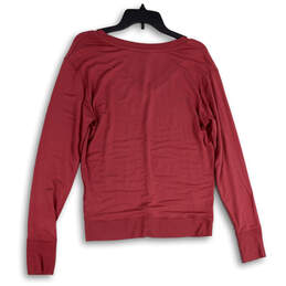 Womens Pink Tight-Knit Long Sleeve V-Neck Tunic Sweater Size Medium alternative image