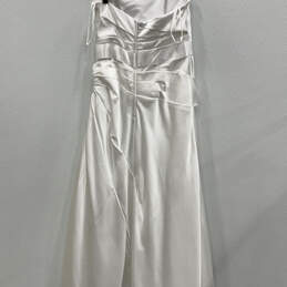 Womens White Pleated Bow Sleeveless Regular Fit Back Zip Maxi Dress Size 14 alternative image