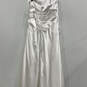 Womens White Pleated Bow Sleeveless Regular Fit Back Zip Maxi Dress Size 14 image number 2