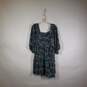 NWT Womens Floral Square Neck Puff Sleeve Pullover Mini Dress Size Large image number 1