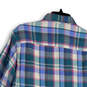 Womens Multicolor Plaid Spread Collar Long Sleeve Button-Up Shirt Size M image number 4
