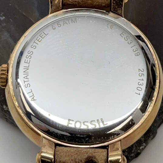 Designer Fossil ES3139 Gold-Tone Stainless Steel Analog Quartz Wristwatch image number 3