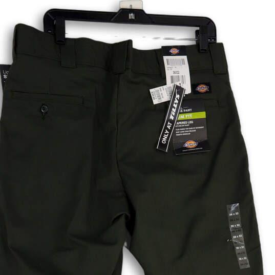 NWT Mens Green Slash Pocket Slim Fit Tapered Leg Chino Pants Size 36X32 image number 4