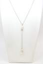 Lucas Lameth 925 Baroque Pearls Lariat Rolo Chain Necklace image number 2