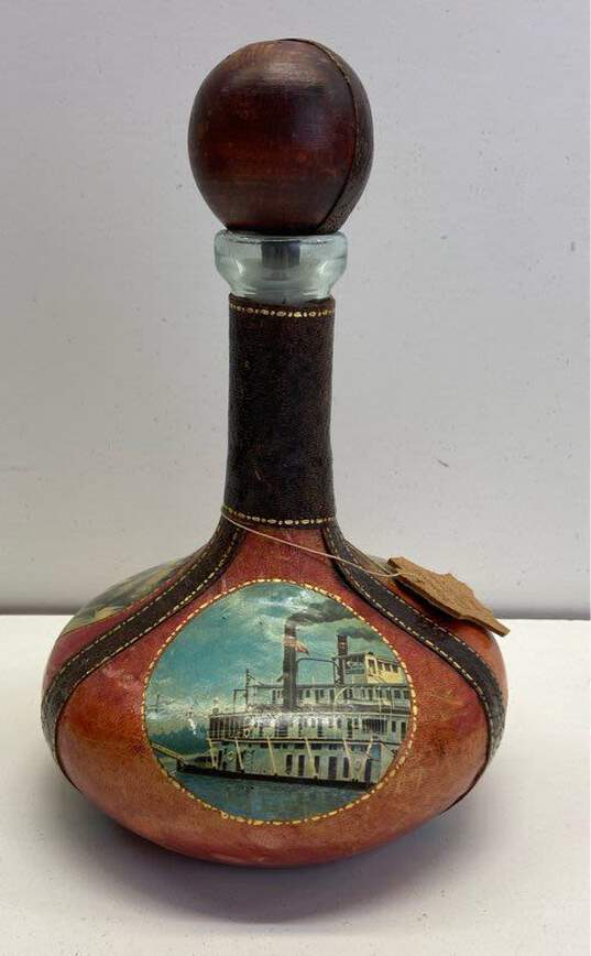 Vintage Decanter Italy Leather 11 inch Tall Noymez Beverage Barware image number 4