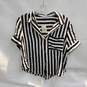 Free People Intimately Black Combo Short Sleeve Button Up Top NWT Size M image number 1