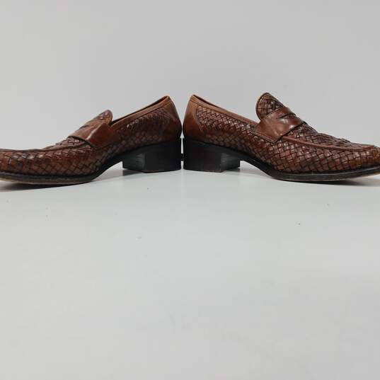 Cole Haan Men's Brown Woven Leather Penny Loafers Size 8 image number 2
