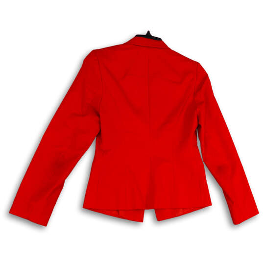 Womens Red Notch Lapel Pockets Single Breasted One Button Blazer Size 2P image number 2