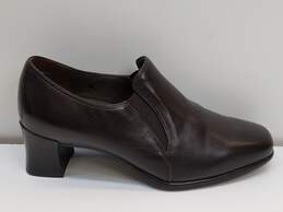 Munro American Women's Brown Leather Block Heel Comfort Shoes Size 6W